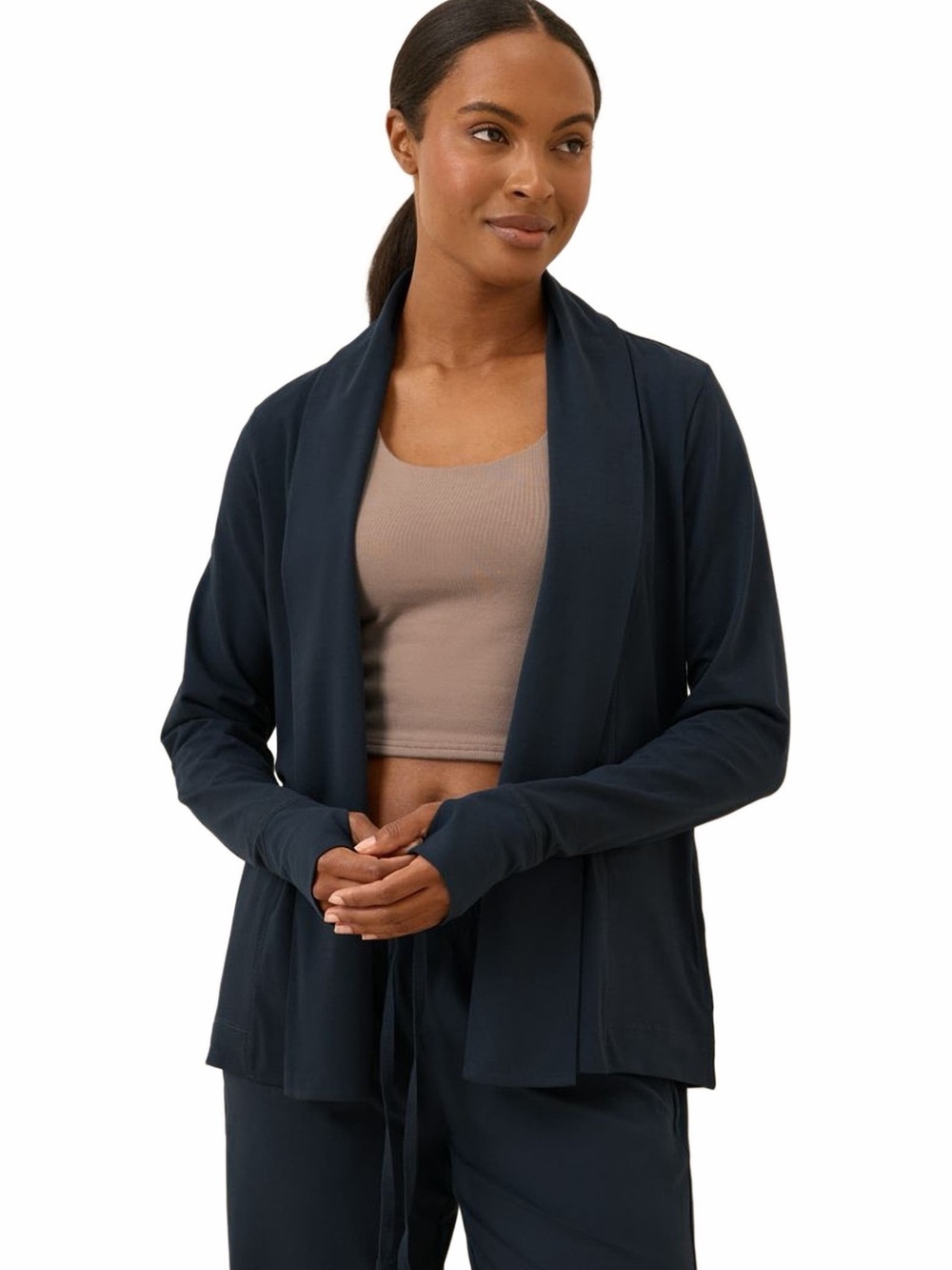 Pact Organic Cotton Open Front Cardigan Navy Blue Size Medium